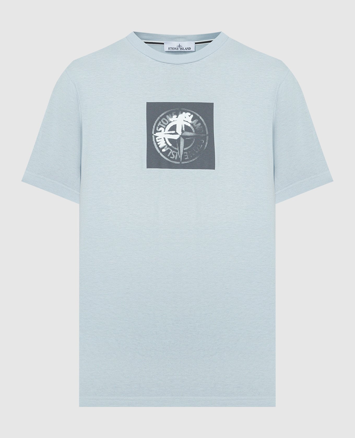 Blue t-shirt with Stamp One logo print