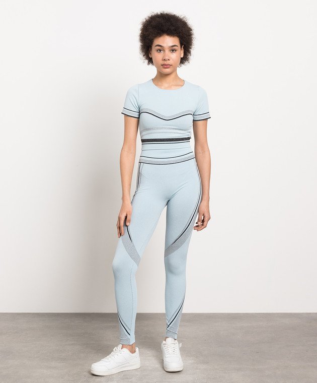 Wolford Голубая футболка в рубчик с люрексом 57154 изображение 2