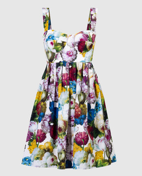 Dolce&Gabbana Платье-бюстье в цветочный принт Nocturnal Flower F6HAATHS5Q2