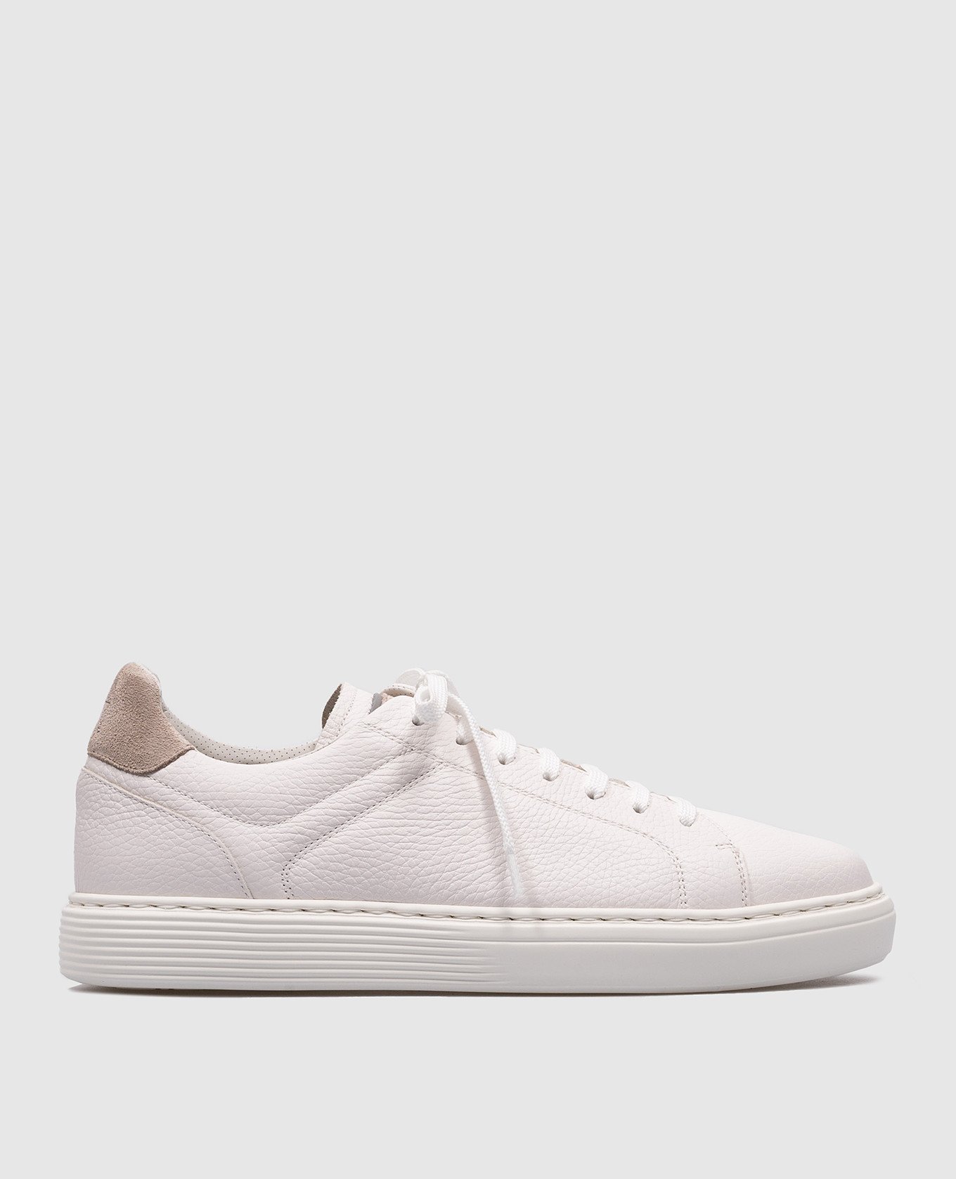 White leather sneakers with logo emblem