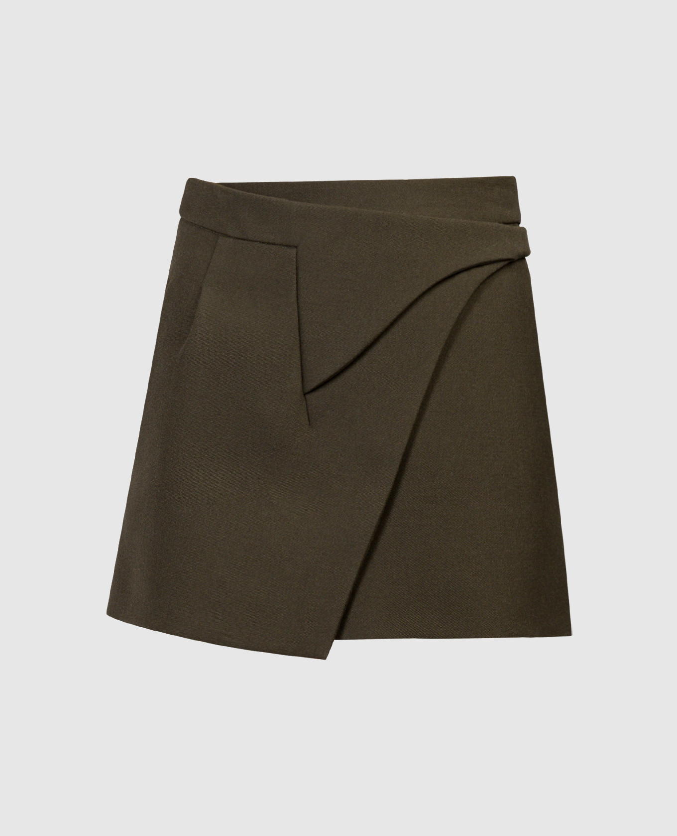 

Зеленая юбка из шерсти на запах, Зеленый, Юбки-а-силуэта