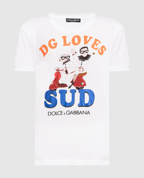 Dolce&Gabbana Біла футболка з брендованим принтом F8K74ZHH7NL