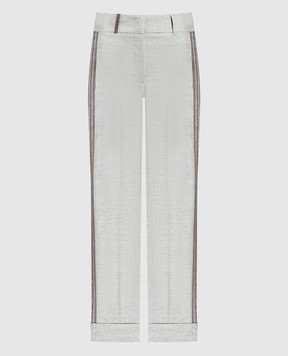 Peserico Сірі штани з лампасами з ланцюжком моніль P0480401948