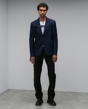 Off-White Синий блейзер с ремешком Sierra Leone OMEN081F23FAB001