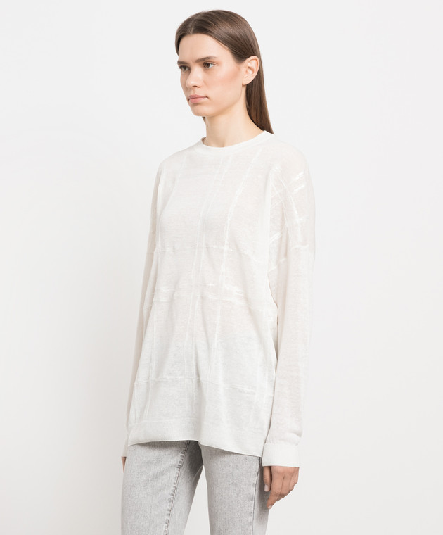 Brunello Cucinelli White jumper with sequins M1T135910 image 3