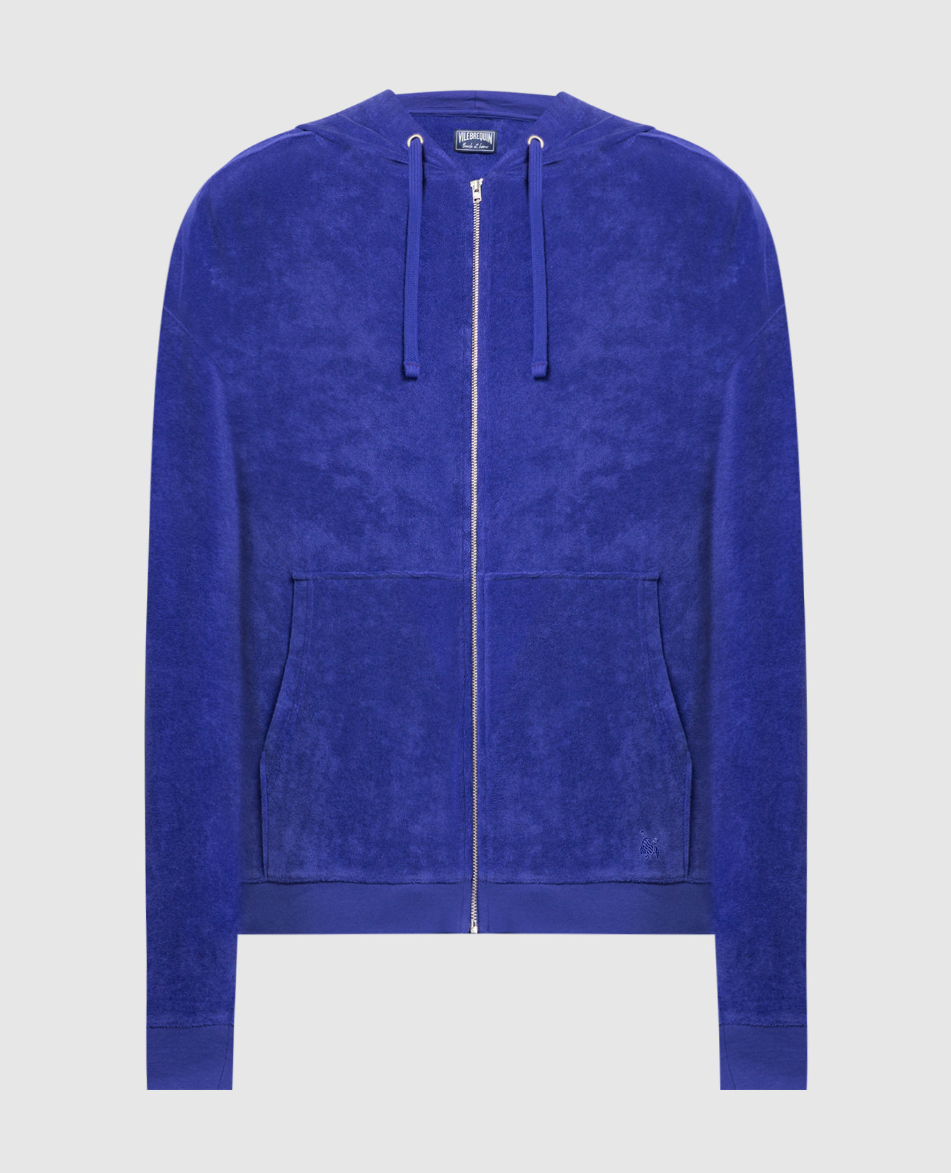 Blue Jibe terry cardigan with logo embroidery