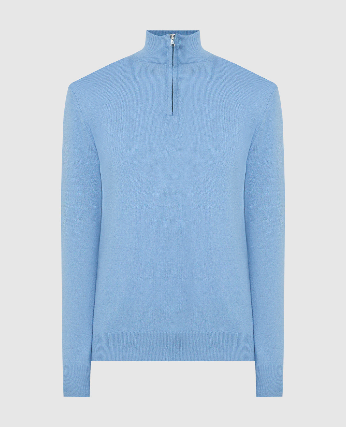 Blue cashmere jumper with zipper