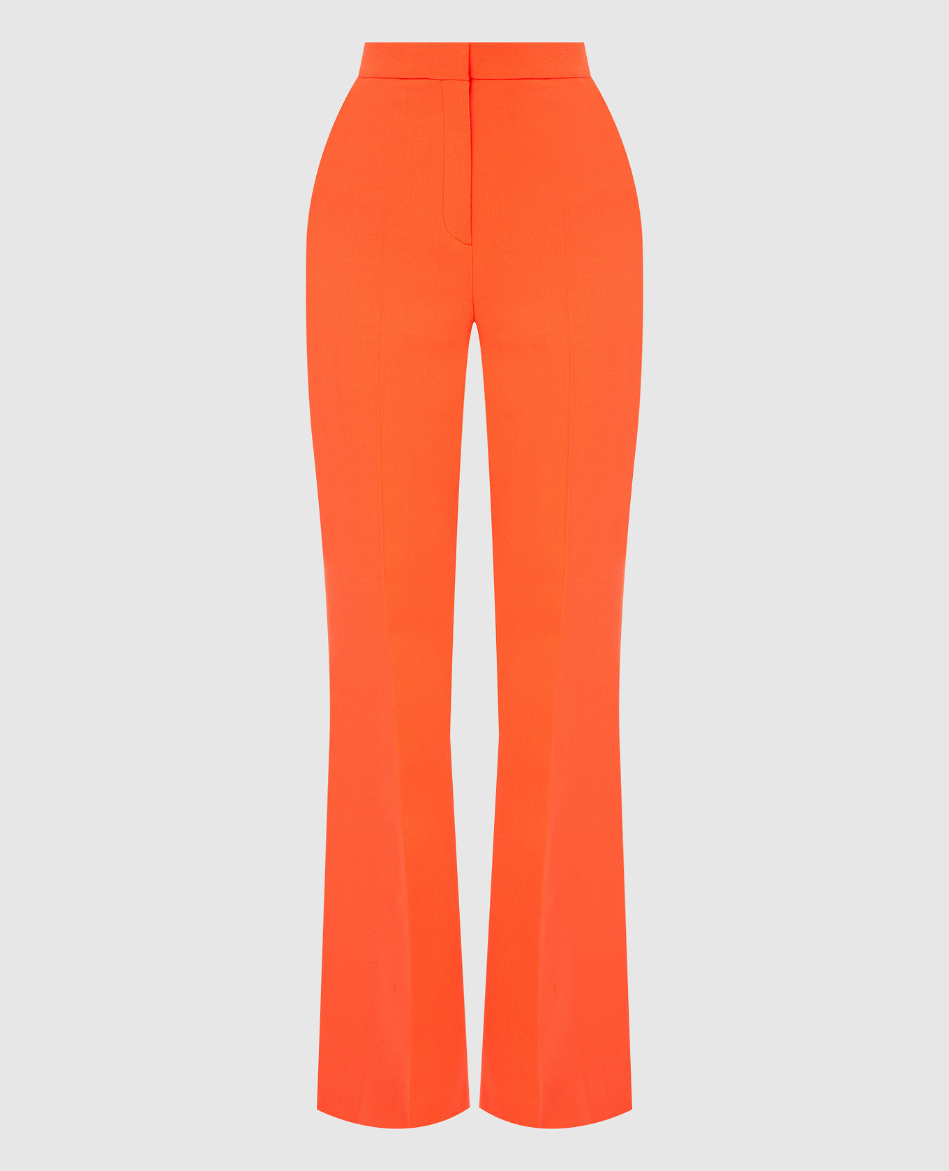 Неоново-оранжевые брюки из шерсти с высокой посадкой
