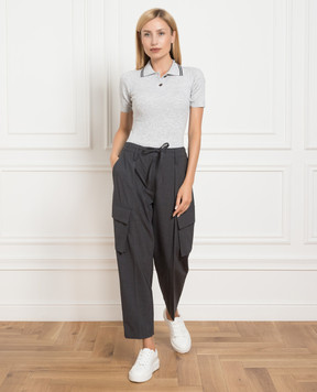 Brunello Cucinelli Серое поло с люрексом M9A844505
