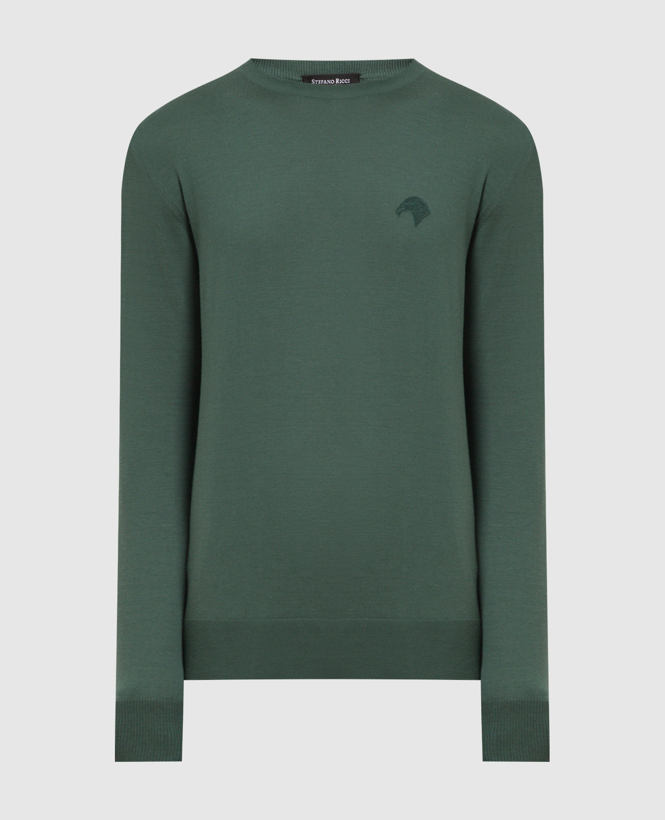 

Темно-зеленый джемпер из шерсти с вышивкой в виде головы орла, Джемпера