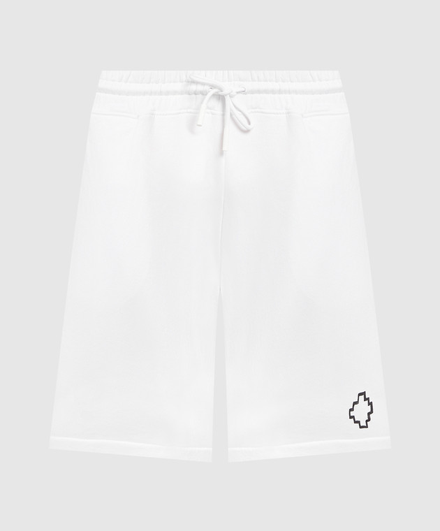 Marcelo Burlon White TEMPERA CROSS BASKET shorts with contrasting logo CMCI010C99FLE002