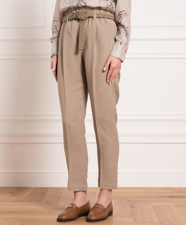 Brunello Cucinelli Brown pants with a belt MH126P7641 изображение 3