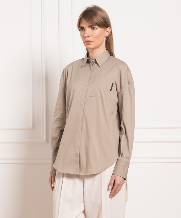 Brunello Cucinelli Khaki shirt with monil chain M0091MF116 изображение 2