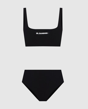 Jil Sander Black swimsuit with contrasting logo print J40SA0102J20011