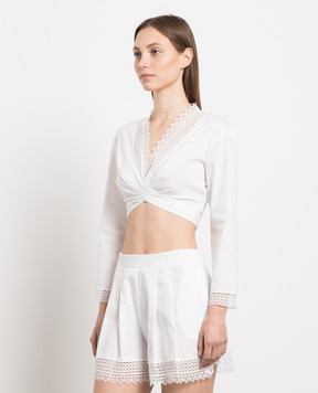 Ermanno Scervino Белый топ с кружевом D424L307ONQ