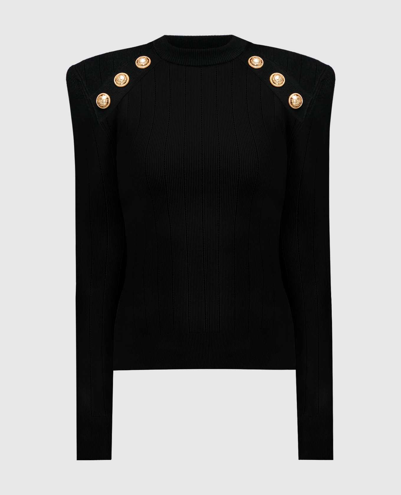 

Черный джемпер с акцентными плечами, Джемпера