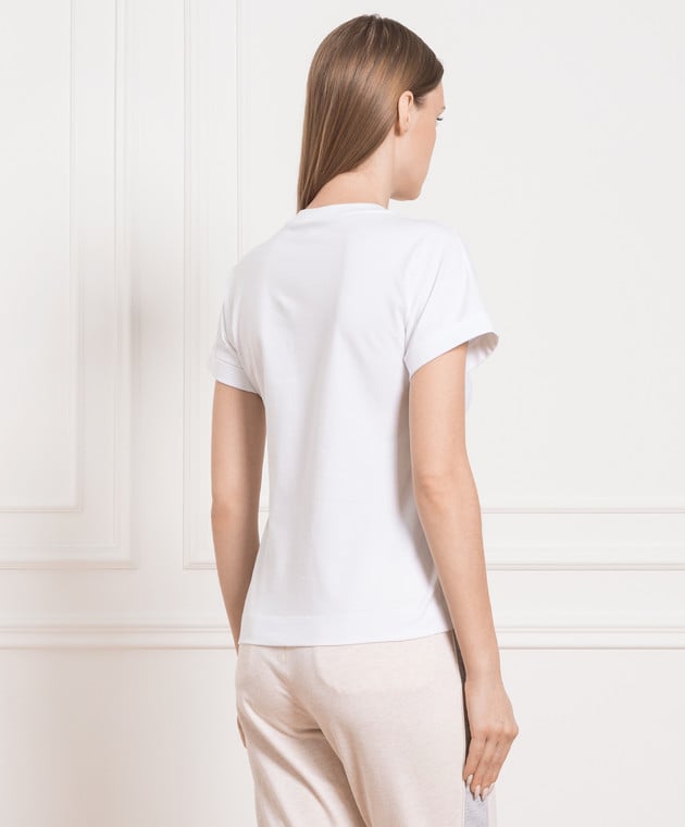 Peserico White t-shirt with monil chain S06652J000070 изображение 4