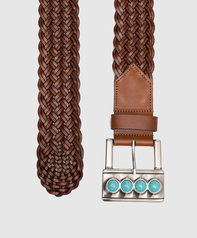 Etro Brown leather braided belt P1N6777625 изображение 3