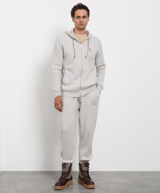 Brunello Cucinelli Світло-сірий кардиган із кашеміру M22704806G зображення 2