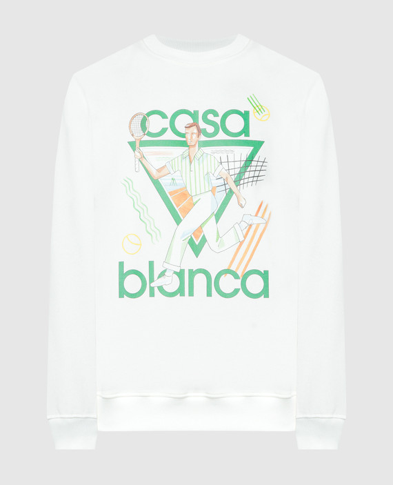 Tennis Club white sweatshirt with logo print
