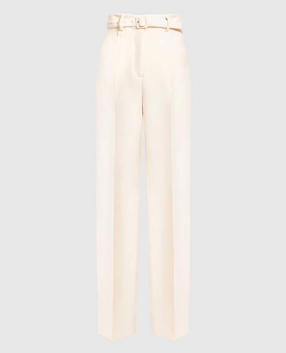 White wool and silk Norman trousers