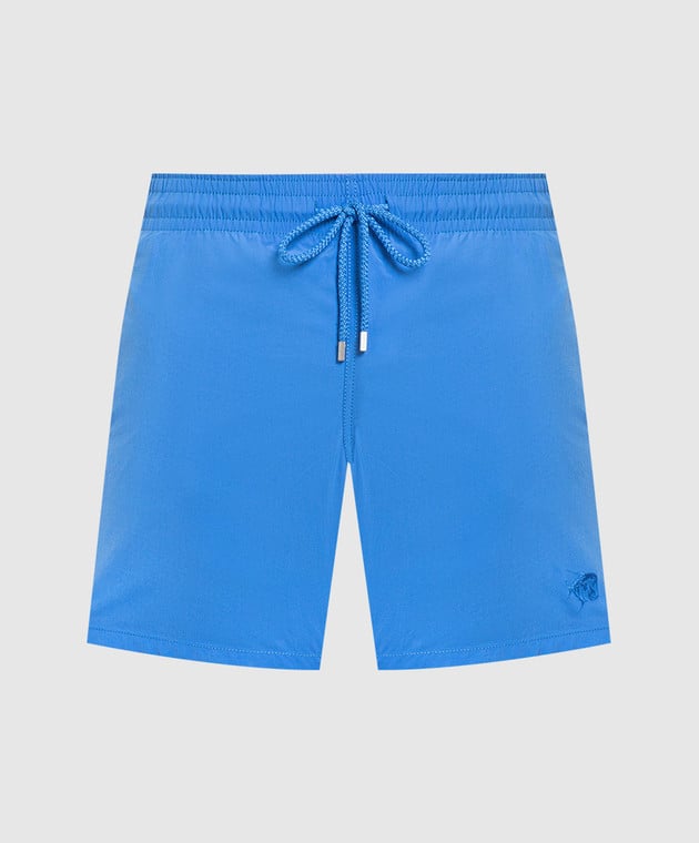 Vilebrequin Blue swim shorts with Piranhas logo embroidery MOOU3D17