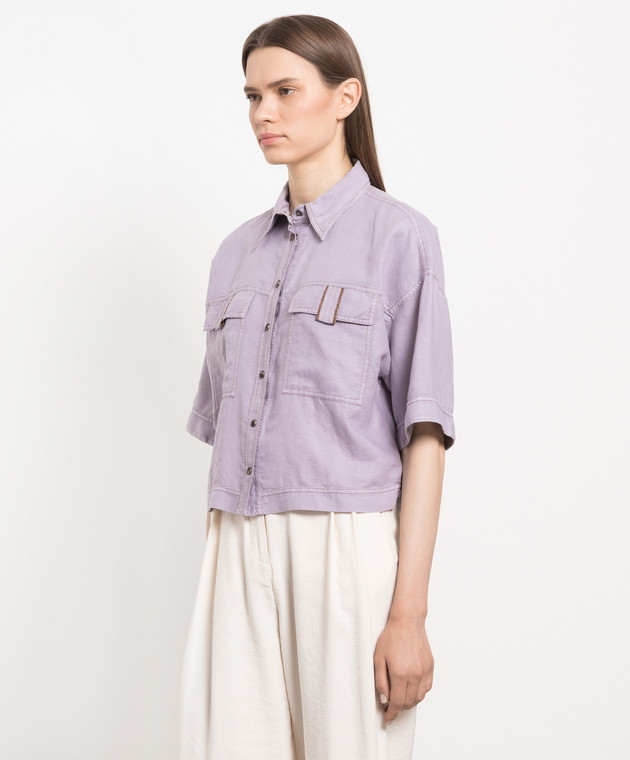Brunello Cucinelli Purple shirt with monil chain MD698NG726 image 3