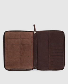 Brunello Cucinelli Коричневая кожаная папка для документов с логотипом MWBPU190