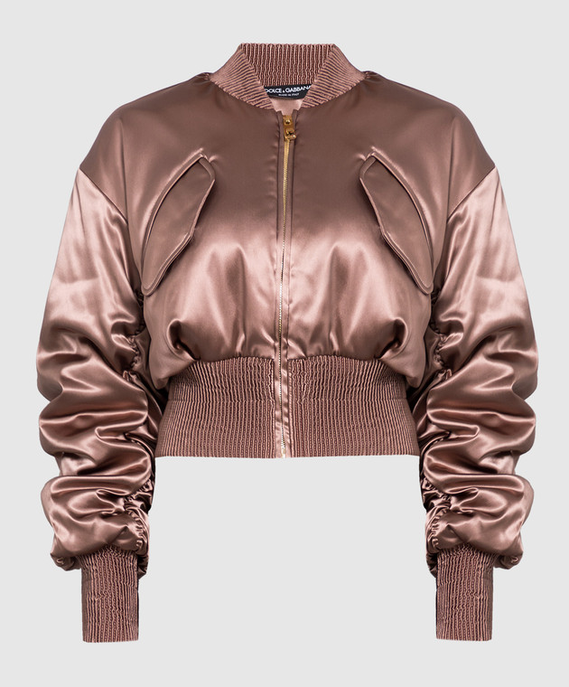 Dolce&Gabbana Brown jacket with metallic logo patch F9M68TFURAD
