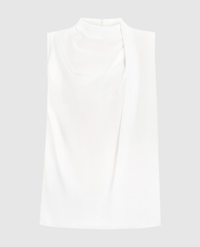 Brunello Cucinelli Белая блуза из шелка с цепочкой мониль MB993BC204