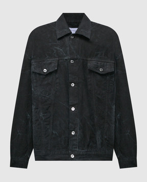 Off-White Чорна джинсова куртка з патчем логотипа OMEV015F23FAB001