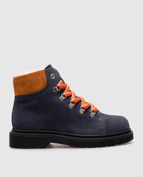 Zecchino D'oro Дитячі сині замшеві черевики на хутрі A1616142729