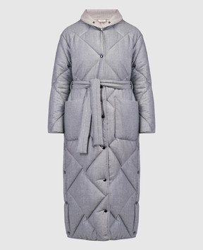 Peserico Сіре стьобане пальто з ланцюжком моніль S23396A1959A