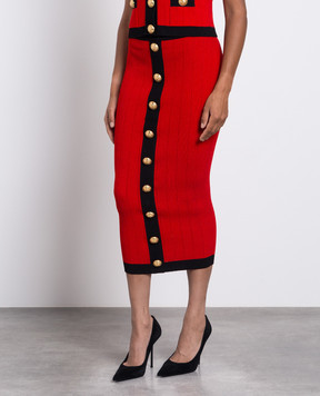 Balmain Красная юбка миди BF1LD066KF01