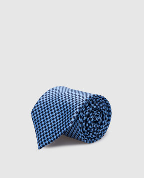 Stefano Ricci Дитячий блакитний набір із шовку з краватки та хустки-паші у візерунок YDH27026