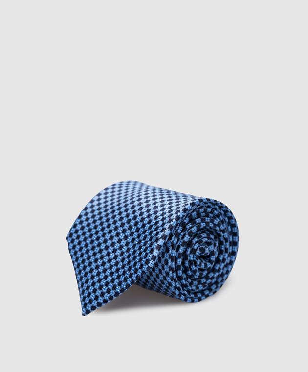 Stefano Ricci Дитячий блакитний набір із шовку з краватки та хустки-паші у візерунок YDH27026