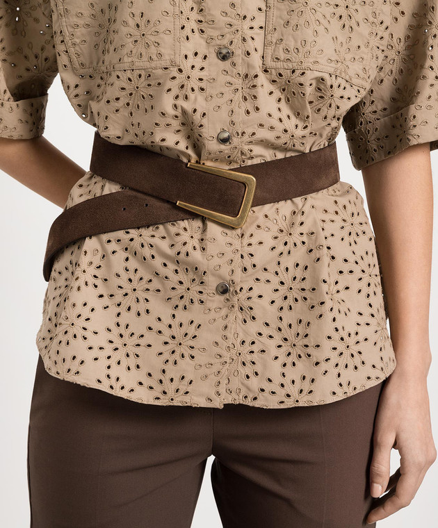 Brunello Cucinelli Коричневый замшевый ремень M0DELC484 изображение 2