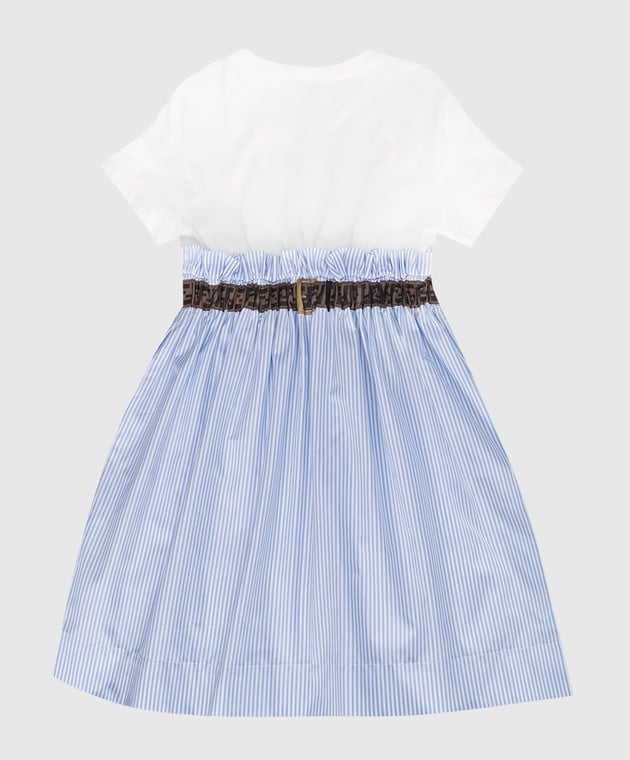 Fendi Дитяча блакитна сукня в смужку JFB472AG39810 зображення 2