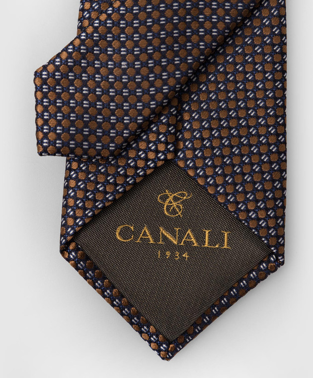 Canali Коричнева шовкова краватка у візерунок HJ0338389 зображення 4