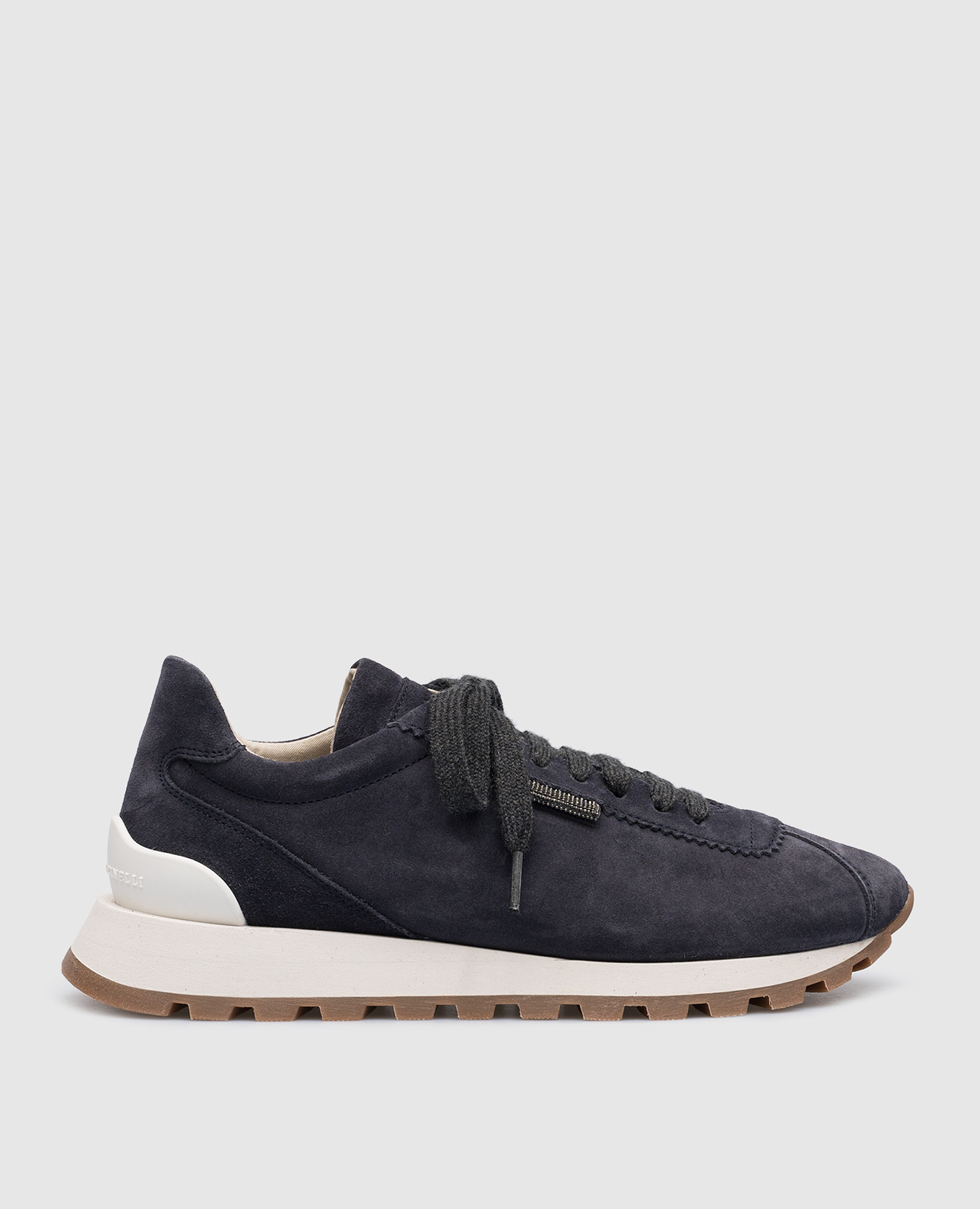 Blue suede sneakers with monil chain