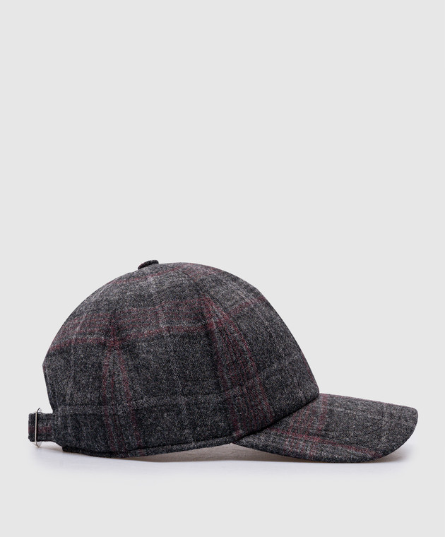 ISAIA Gray checked wool and cashmere cap BRT0119180F image 3