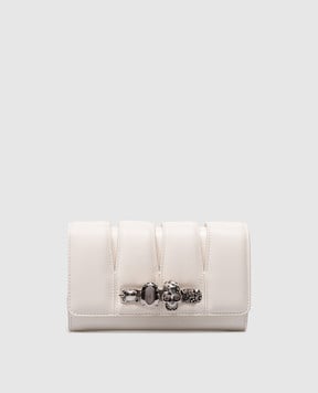 Alexander McQueen Белый кожаный клатч The Slash с металлическим кастетом 732795DYTCB