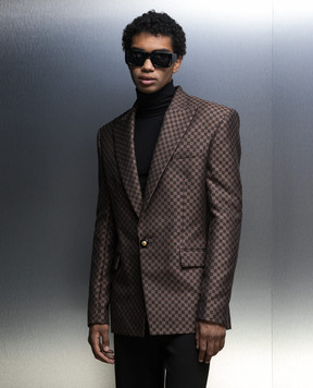 Balmain Коричневый блейзер в монолог логотипа шаблон. BH0SE035CE44