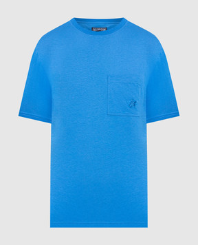 Vilebrequin Голубая футболка Mineral Dye с вышивкой логотипа TUSU0P00