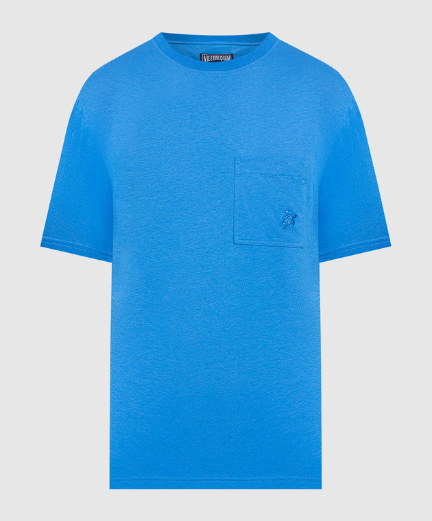 Vilebrequin Mineral Dye blue t-shirt with logo embroidery TUSU0P00