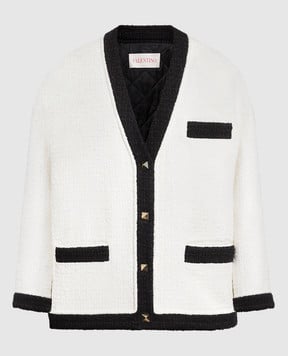 Valentino White tweed coat with contrasting trim 2B3CJ2Y56U9
