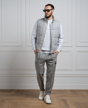 Brunello Cucinelli Серые джогеры из шерсти MB407H0640