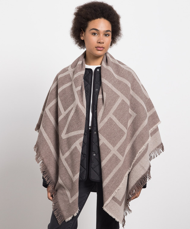 Toteme - Brown merino wool and cashmere scarf in a monogram