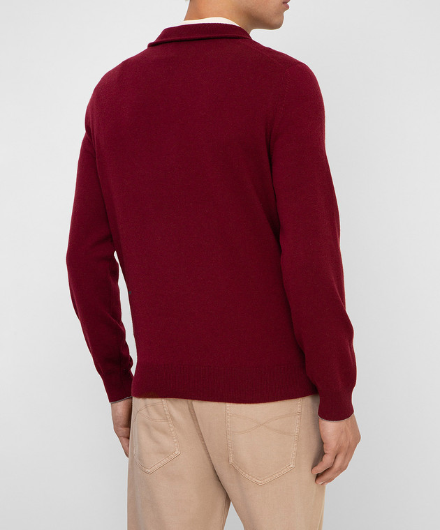 Brunello Cucinelli Бордове поло з вовни, кашеміру і шовку M3600124 зображення 4