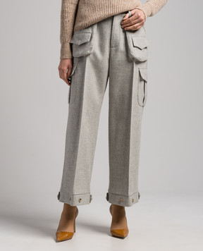 Ermanno Scervino Сірі меланжеві штани-карго з вовни D436P720HFE